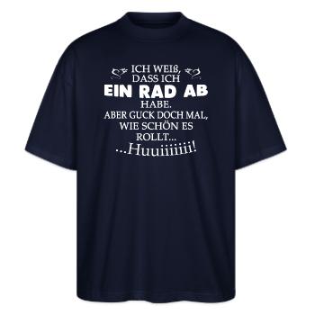 Ein Rad ab! - Stanley/Stella Oversized Unisex Bio T-Shirt Blaster 2.0 - Navy - Vorne - Alina (178cm) & Michal (187cm)