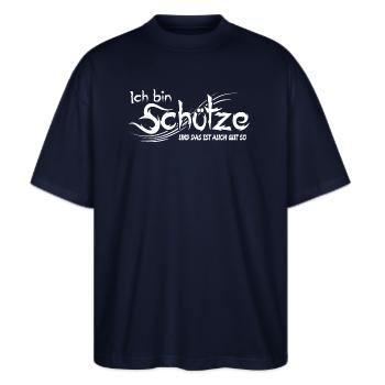 Schütze - Stanley/Stella Oversized Unisex Bio T-Shirt Blaster 2.0 - Navy - Vorne - Alina (178cm) & Michal (187cm)