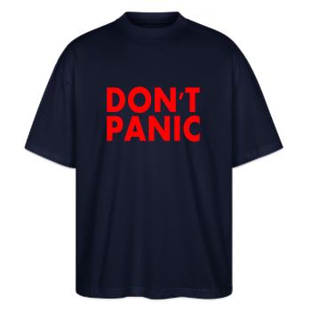 don't panic - Stanley/Stella Oversized Unisex Bio T-Shirt Blaster 2.0 - Navy - Vorne - Alina (178cm) & Michal (187cm)