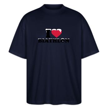 Biathlon - Stanley/Stella Oversized Unisex Bio T-Shirt Blaster 2.0 - Navy - Vorne - Alina (178cm) & Michal (187cm)