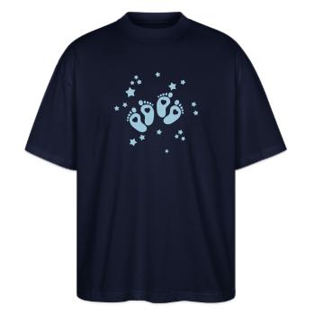 Twins Feet - Zwillings Füße - Stanley/Stella Oversized Unisex Bio T-Shirt Blaster 2.0 - Navy - Vorne - Alina (178cm) & Michal (187cm)