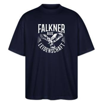 Greifvogel Falkner Leidenschaft Falkner Geschenk - Stanley/Stella Oversized Unisex Bio T-Shirt Blaster 2.0 - Navy - Vorne - Alina (178cm) & Michal (187cm)