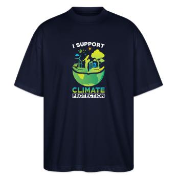 Klimaschützer Klimaschutz Support - Stanley/Stella Oversized Unisex Bio T-Shirt Blaster 2.0 - Navy - Vorne - Alina (178cm) & Michal (187cm)
