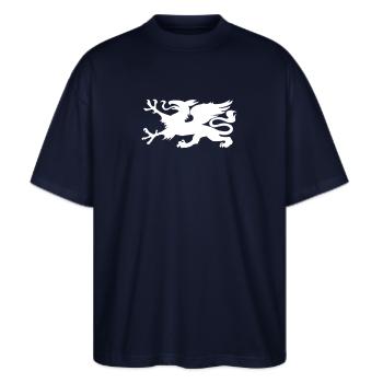 HRO Greif - Stanley/Stella Oversized Unisex Bio T-Shirt Blaster 2.0 - Navy - Vorne - Alina (178cm) & Michal (187cm)