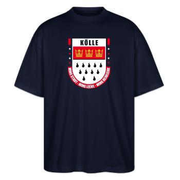 Kölle | Köln - Stanley/Stella Oversized Unisex Bio T-Shirt Blaster 2.0 - Navy - Vorne - Alina (178cm) & Michal (187cm)