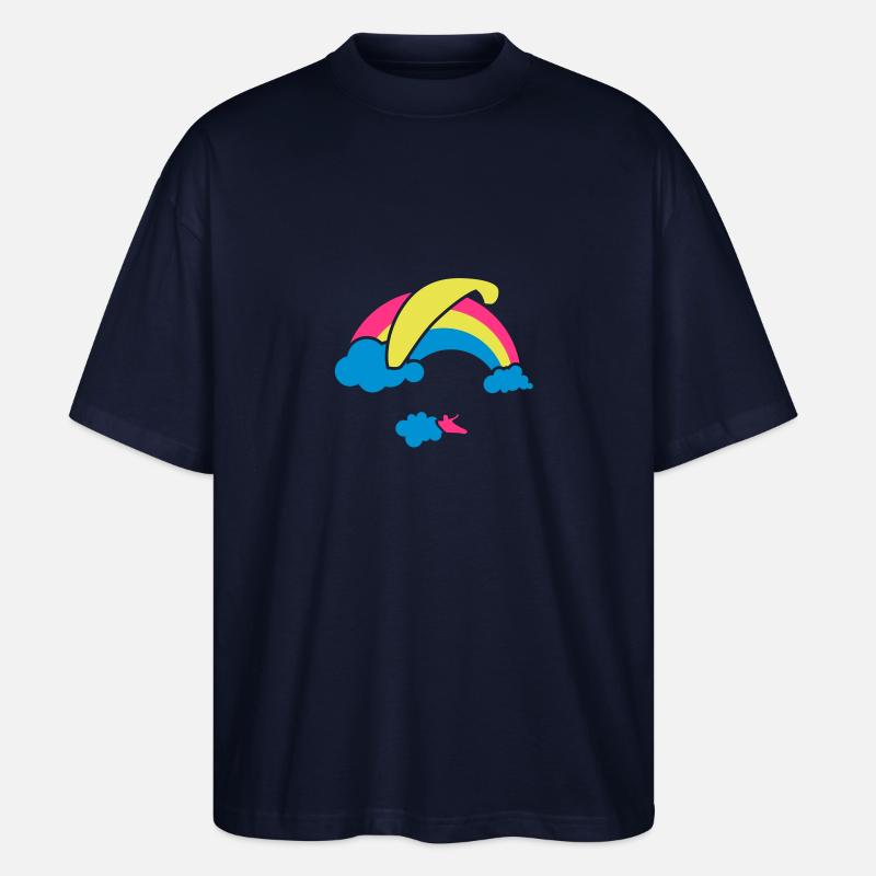 Rainbow & Clouds Paragliding - Stanley/Stella Oversized Unisex Bio T-Shirt Blaster 2.0 - Navy