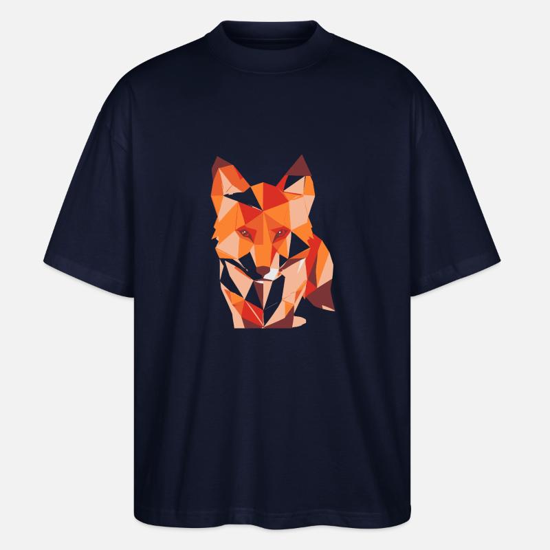 Fuchs ,Geometrisch , illustration,abstrakt,orange - Stanley/Stella Oversized Unisex Bio T-Shirt Blaster 2.0 - Navy