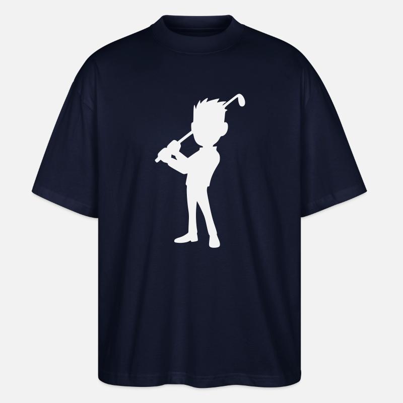 Golf Design, Golfer Silhouette - Stanley/Stella Oversized Unisex Organic T-shirt Blaster 2.0 - navy