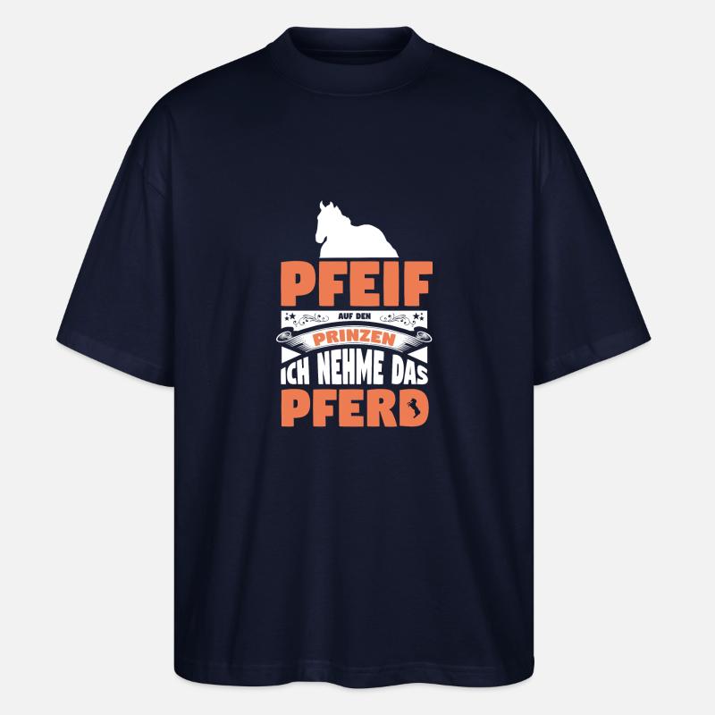Pferd Pferde - Stanley/Stella Oversized Unisex Bio T-Shirt Blaster 2.0 - Navy