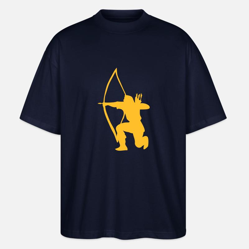 Longbow Archer kneeling stance - Stanley/Stella Oversized Unisex Bio T-Shirt Blaster 2.0 - Navy