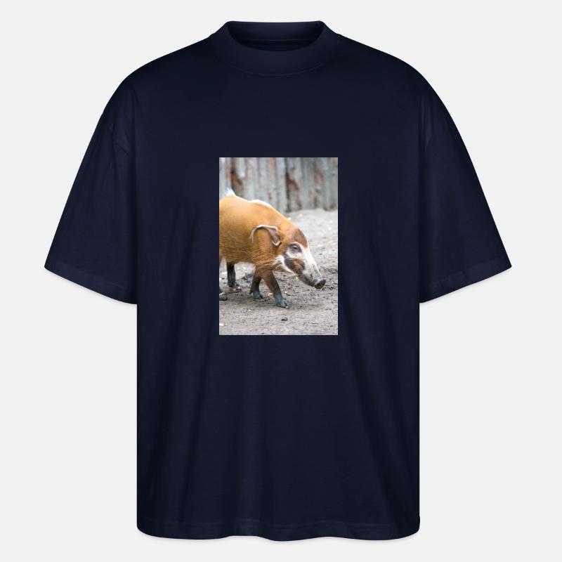 Buschschwein oder Rotflussschwein Pinselohrschwein - Stanley/Stella Oversized Unisex Bio T-Shirt Blaster 2.0 - Navy