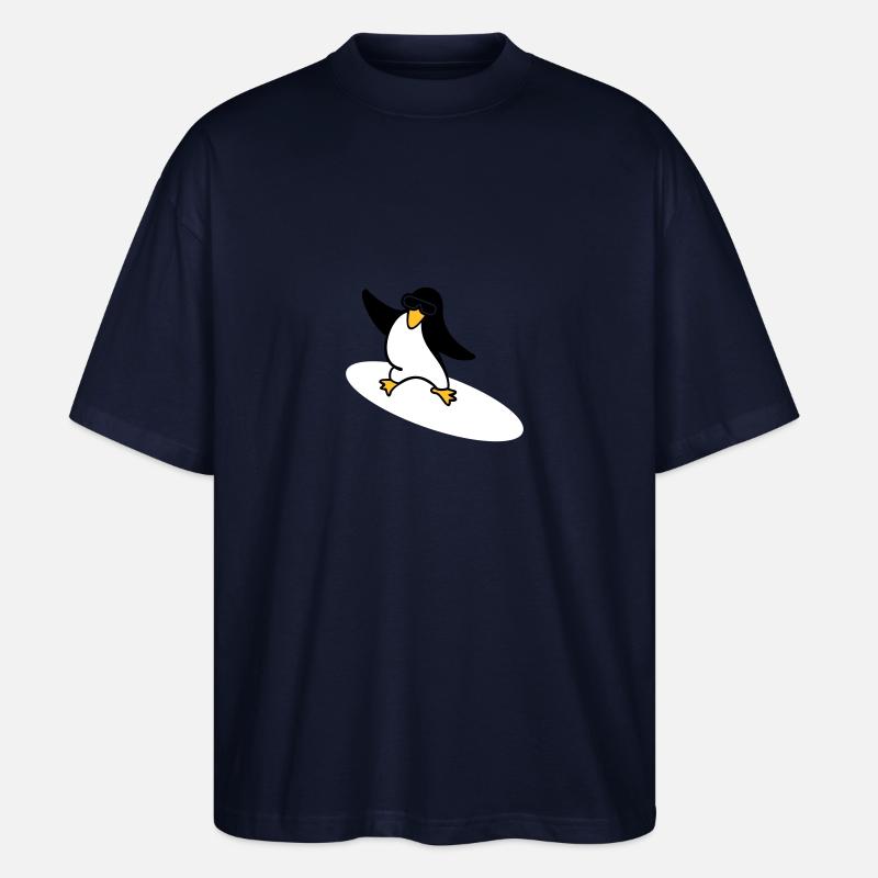 Surfer Pinguin / penguin (3c) - Stanley/Stella Oversized Unisex Bio T-Shirt Blaster 2.0 - Navy