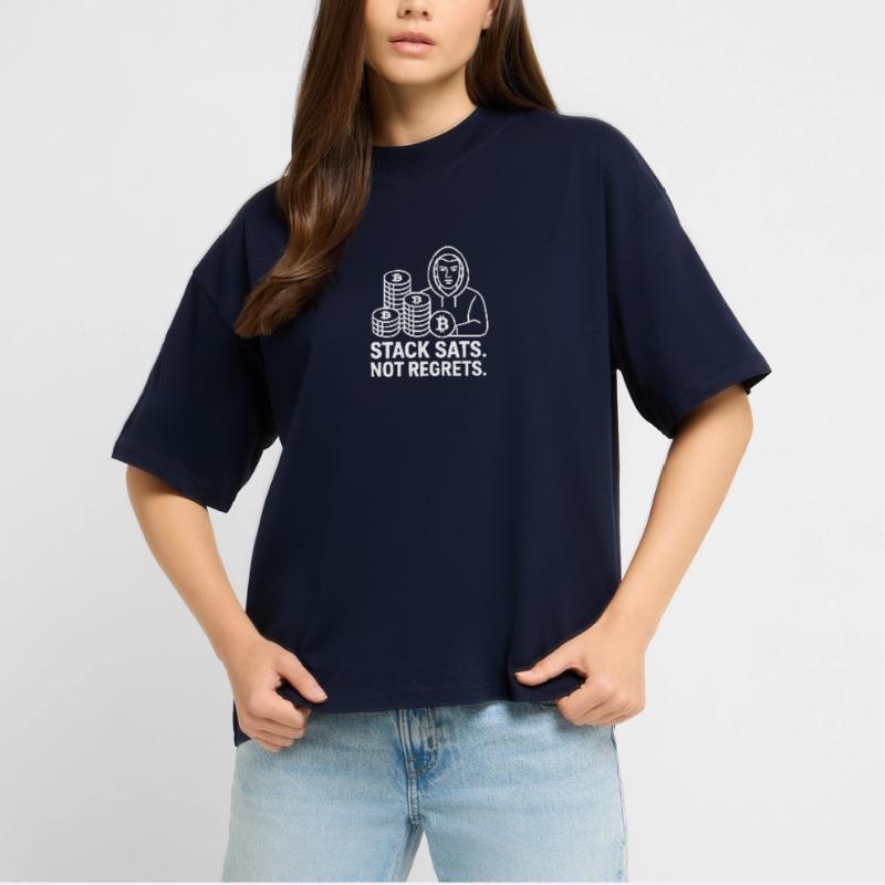 Conception de sweat à capuche Bitcoin – Stack Sats. Pas de regrets. T-shirt bio Blaster 2.0 coupe oversize Stanley/Stella Unisexe