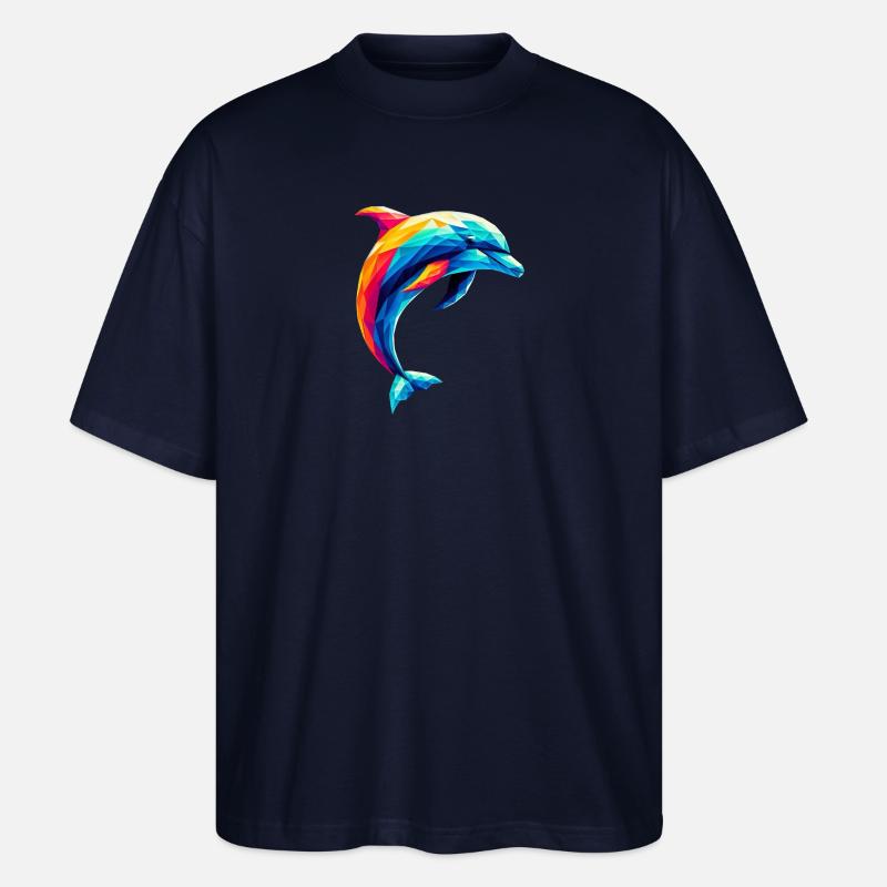 Ein bunter Delfin im Polygon-Stil - Stanley/Stella Oversized Unisex Bio T-Shirt Blaster 2.0 - Navy