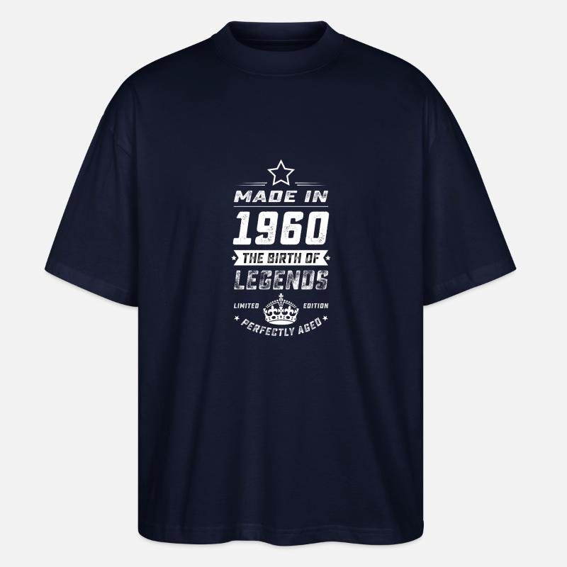 MADE IN 1960 WHITE - Stanley/Stella Oversized Unisex Bio T-Shirt Blaster 2.0 - Navy
