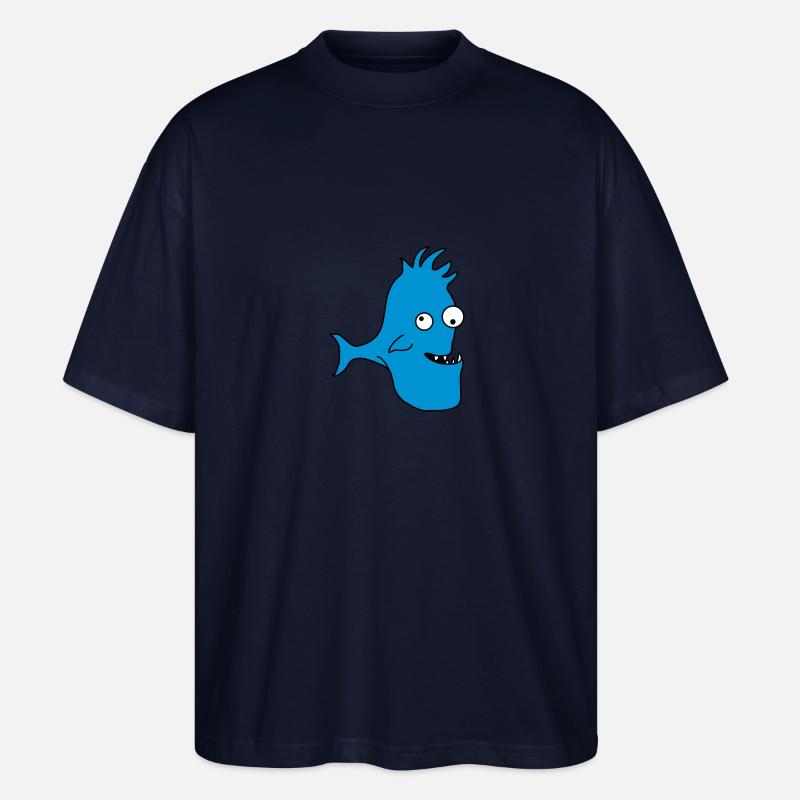Stupid Crazy Comic Fish - Stanley/Stella Oversized Unisex Organic T-shirt Blaster 2.0 - navy