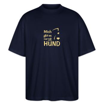 Nur mit Hund - Stanley/Stella Oversized Unisex Bio T-Shirt Blaster 2.0 - Navy - Vorne - Alina (178cm) & Michal (187cm)