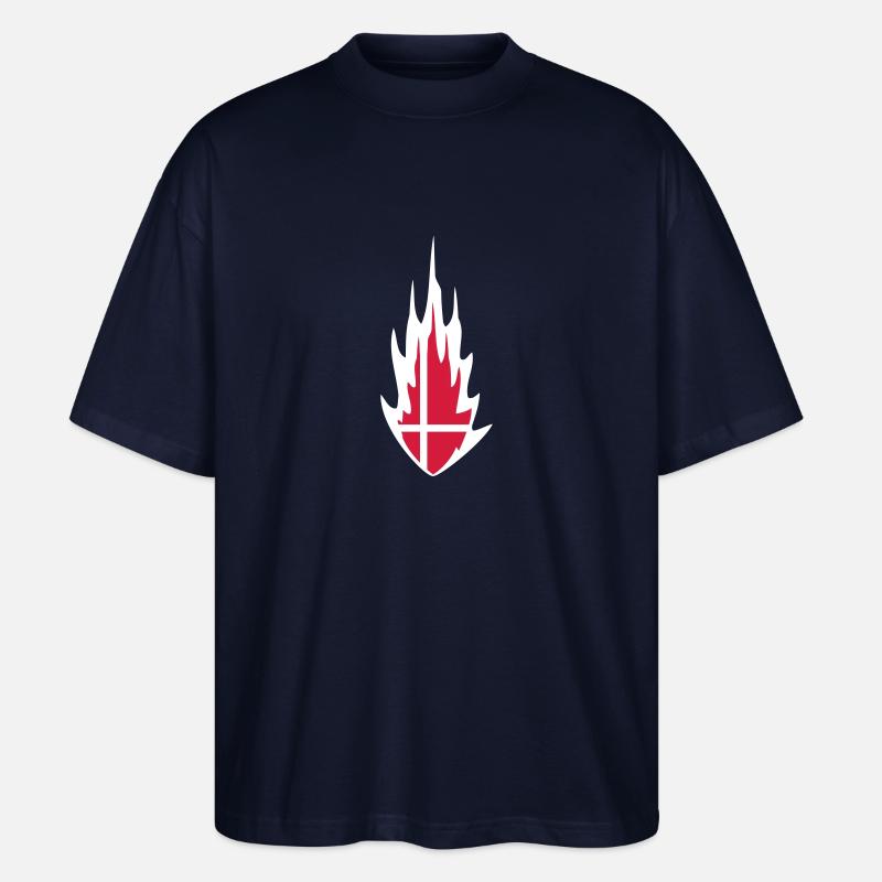Denmark Danmark Fire Flame Design - Stanley/Stella Oversized Unisex Bio T-Shirt Blaster 2.0 - Navy