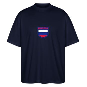 russia_emblem - Stanley/Stella Oversized Unisex Organic T-shirt Blaster 2.0 - navy - Front - Alina (178cm) & Michal (187cm)