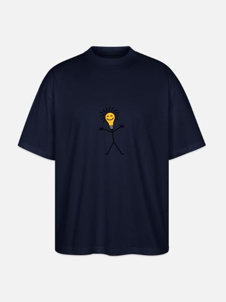 Light Bulb - Stanley/Stella Oversized Unisex Organic T-shirt Blaster 2.0 - navy