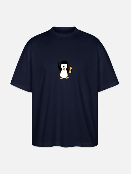 Drunk drinking beer party Penguin - Stanley/Stella Oversized Unisex Organic T-shirt Blaster 2.0 - navy