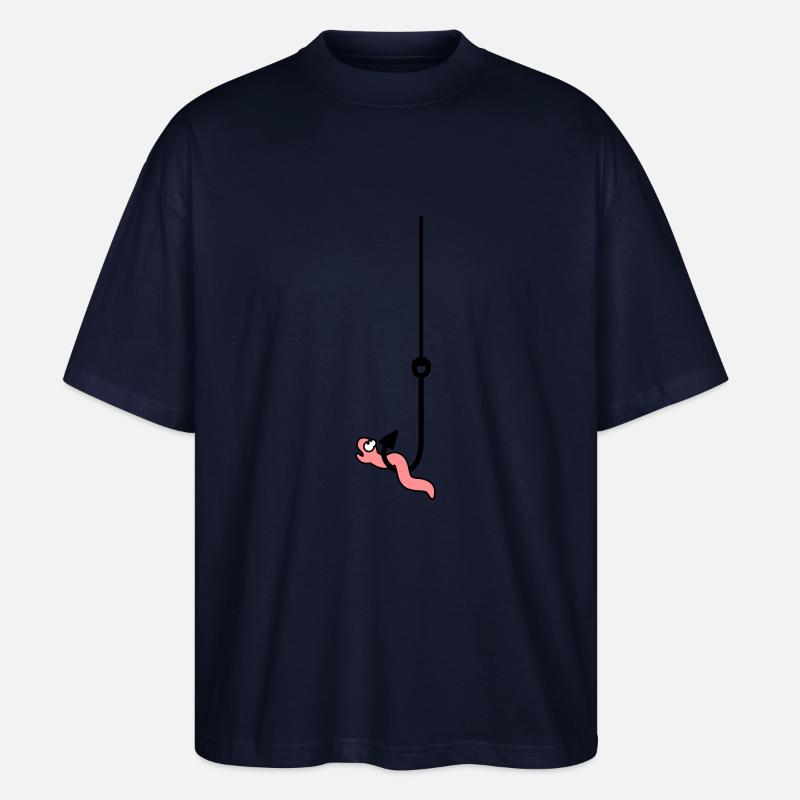 Worm On The Hook - Stanley/Stella Oversized Unisex Organic T-shirt Blaster 2.0 - navy