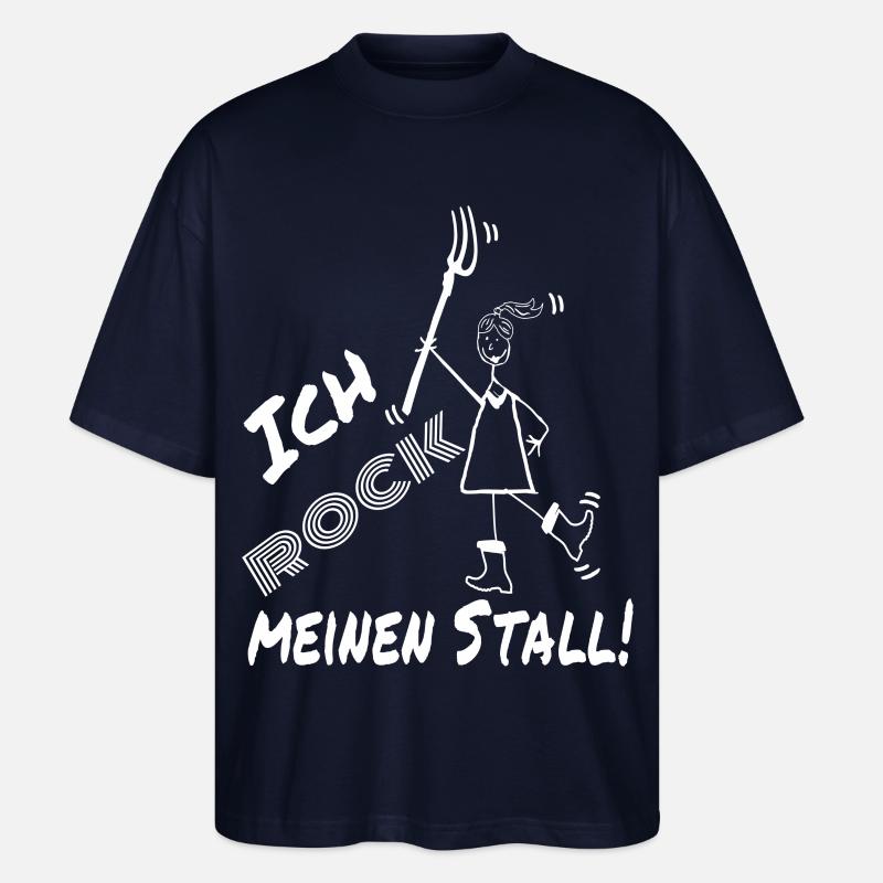 Frau Mistgabel Stall witzig - Stanley/Stella Oversized Unisex Bio T-Shirt Blaster 2.0 - Navy