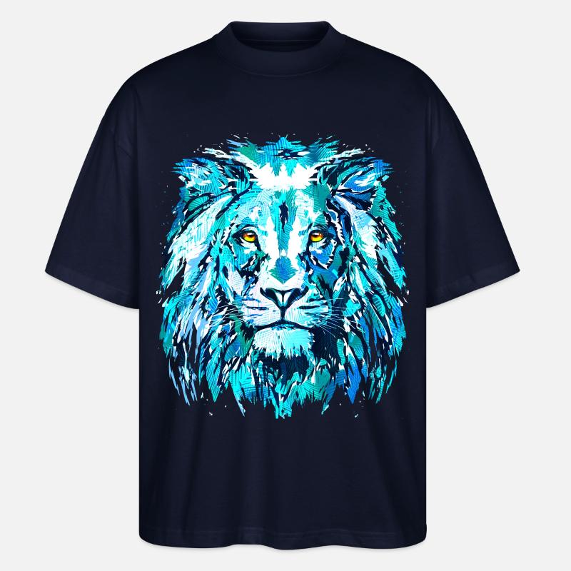 Blauer Löwenkopf - Sternzeichen Löwe - Stanley/Stella Oversized Unisex Bio T-Shirt Blaster 2.0 - Navy
