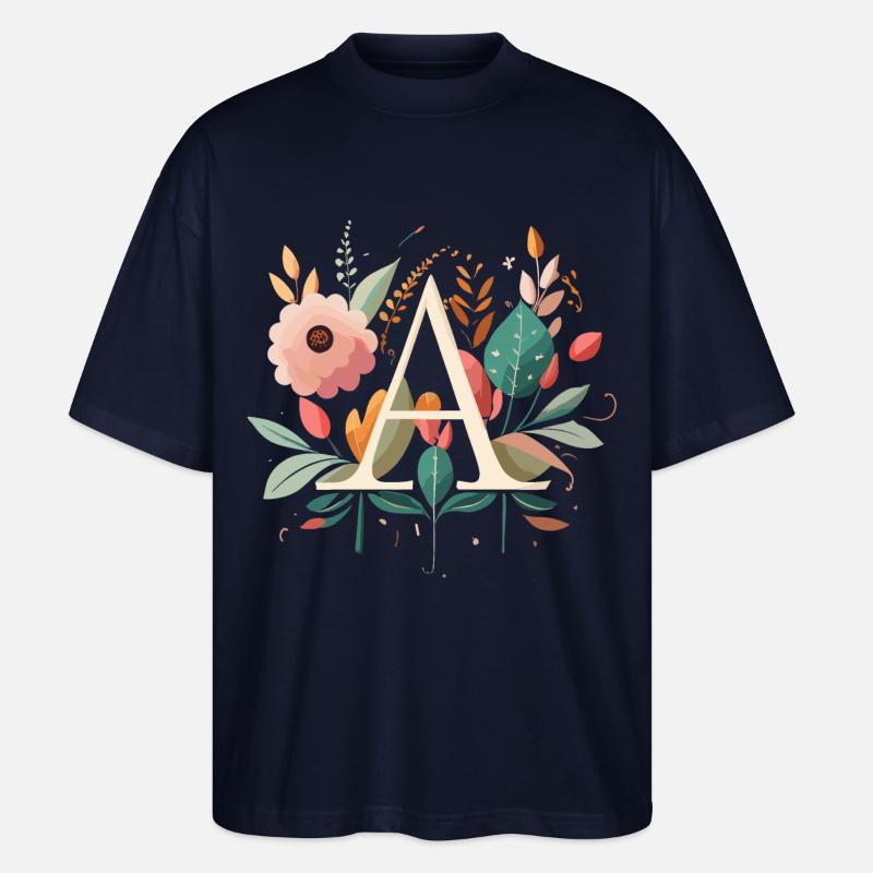 A Typografie mit Blumen - Stanley/Stella Oversized Unisex Bio T-Shirt Blaster 2.0 - Navy
