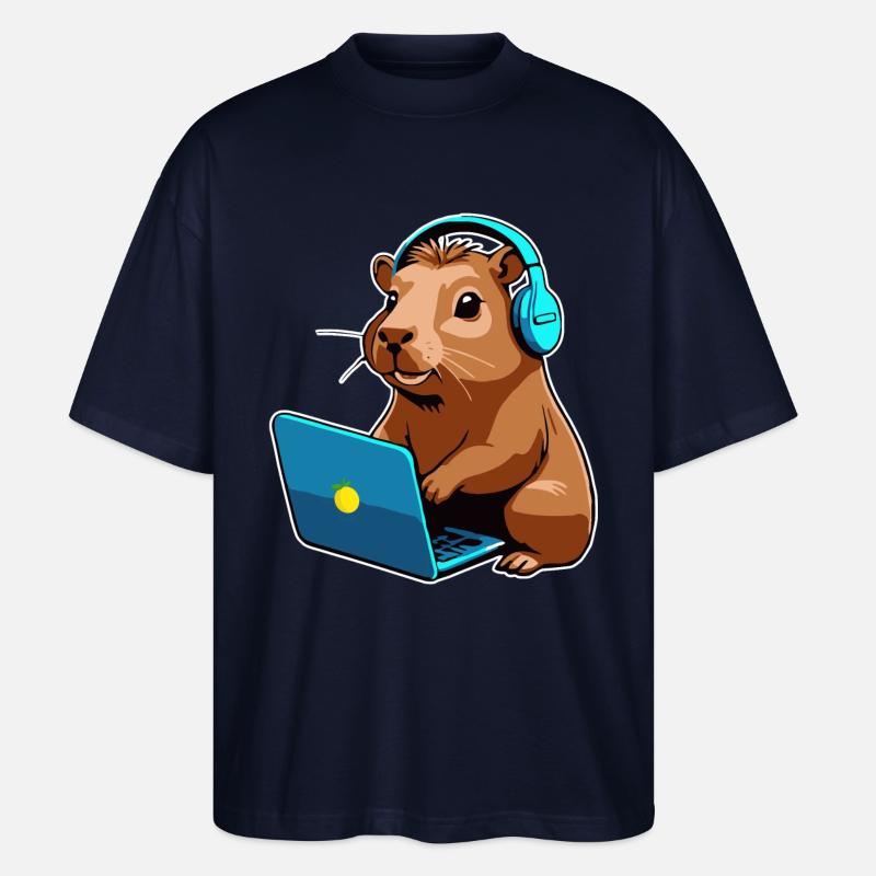 Capybara Programmierer Coder Computer - Stanley/Stella Oversized Unisex Bio T-Shirt Blaster 2.0 - Navy