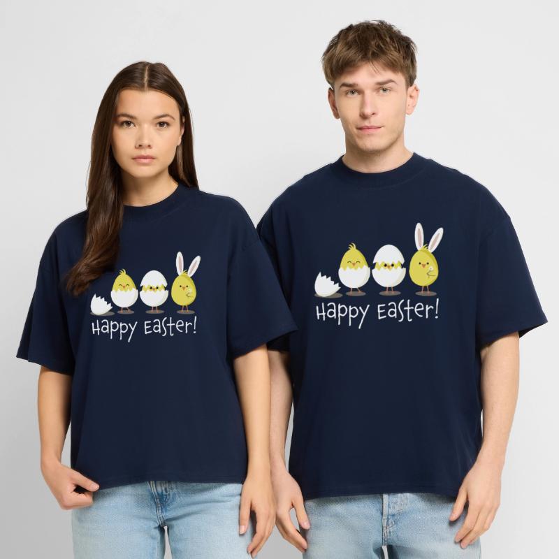 Happy Easter Chick Egg Easter Egg Stanley/Stella Oversized Unisex Organic T-shirt Blaster 2.0