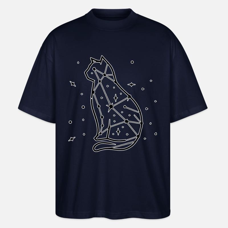Dessin au trait de chat - T-shirt bio Blaster 2.0 coupe oversize Stanley/Stella Unisexe - marine
