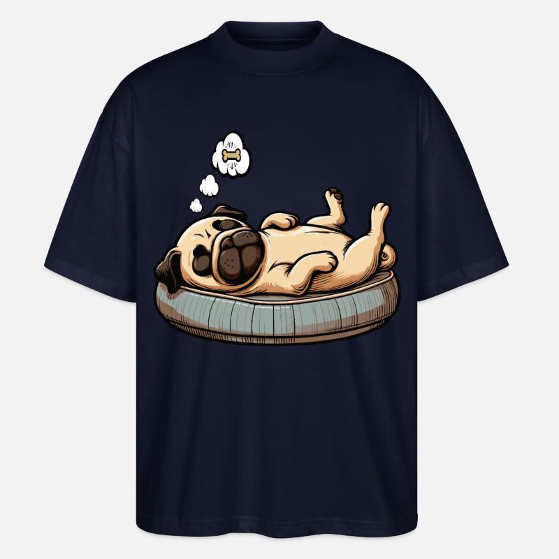 Mops Möpse Mopsbesitzer Mopsliebhaber Mopshalter - Stanley/Stella Oversized Unisex Bio T-Shirt Blaster 2.0 - Navy
