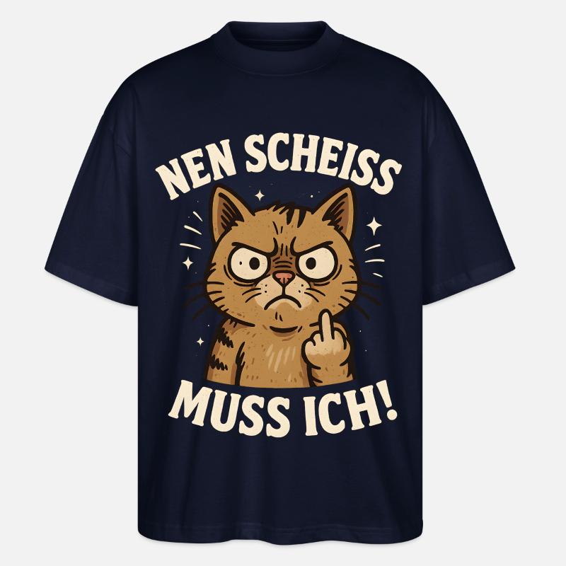 Nen Scheiss Muss Ich Katze - Stanley/Stella Oversized Unisex Bio T-Shirt Blaster 2.0 - Navy