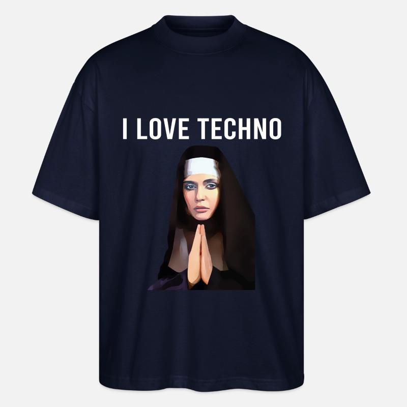 I Love Techno Nonne - Stanley/Stella Oversized Unisex Bio T-Shirt Blaster 2.0 - Navy