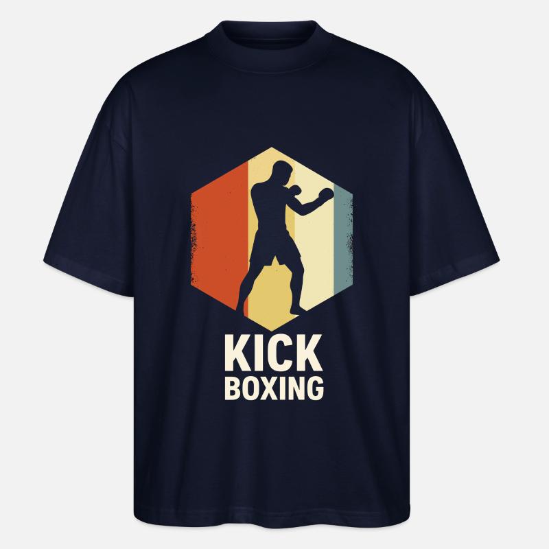 Retro Kickboxer Silhouette - Stanley/Stella Oversized Unisex Bio T-Shirt Blaster 2.0 - Navy
