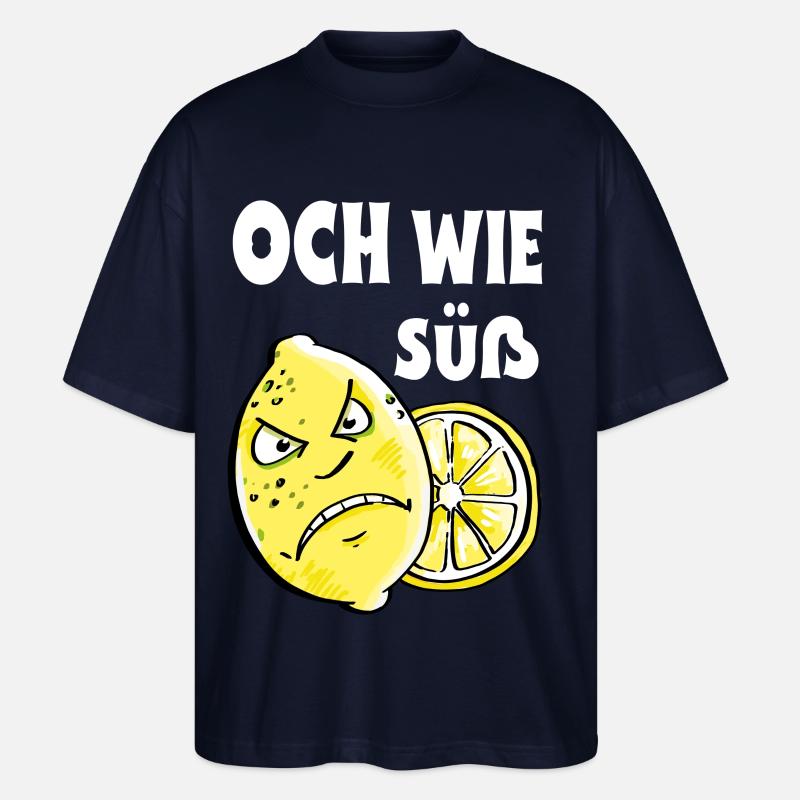 Och wie süß - Zitrone - Sauer - Stanley/Stella Oversized Unisex Bio T-Shirt Blaster 2.0 - Navy
