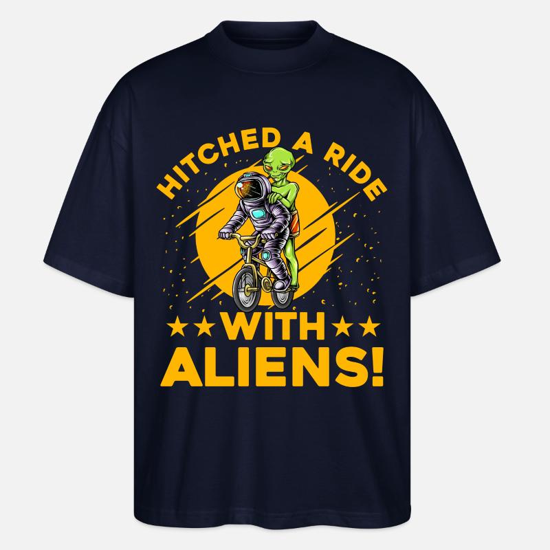 Hitched a Ride with Aliens - Stanley/Stella Oversized Unisex Bio T-Shirt Blaster 2.0 - Navy