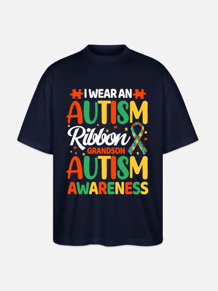 Autism Autistic - Stanley/Stella Oversized Unisex Organic T-shirt Blaster 2.0 - navy