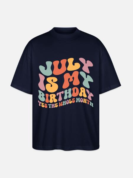 July Birthday - Stanley/Stella Oversized Unisex Organic T-shirt Blaster 2.0 - navy