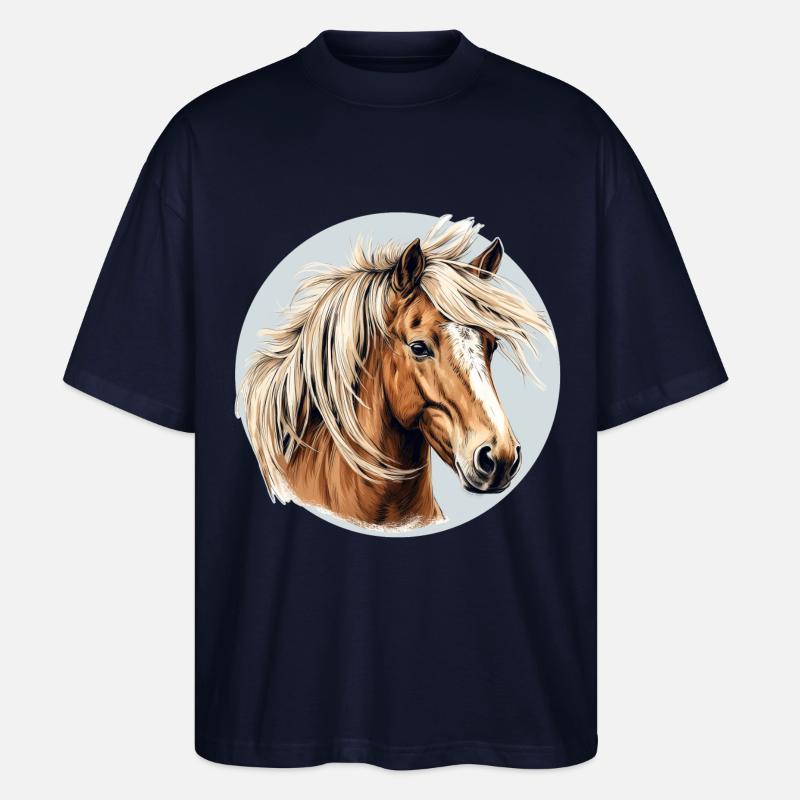 Haflinger Pferd - Stanley/Stella Oversized Unisex Bio T-Shirt Blaster 2.0 - Navy