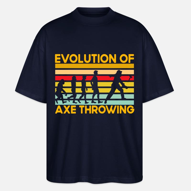 Evolution of Axe Throwing - Stanley/Stella Oversized Unisex Bio T-Shirt Blaster 2.0 - Navy