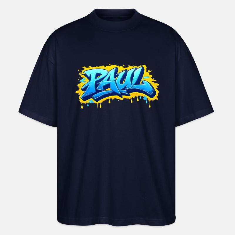 Graffiti PAUL Name Geschenk Ideal druckbar - Stanley/Stella Oversized Unisex Bio T-Shirt Blaster 2.0 - Navy