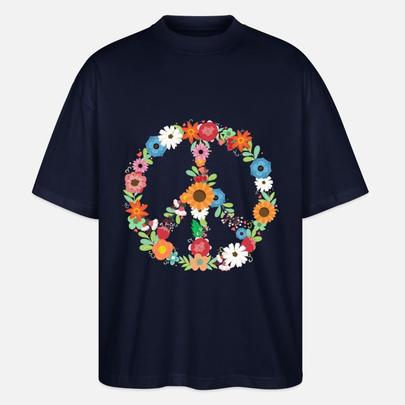 Blumenstrauß Friedenszeichen Botanischer - Stanley/Stella Oversized Unisex Bio T-Shirt Blaster 2.0 - Navy