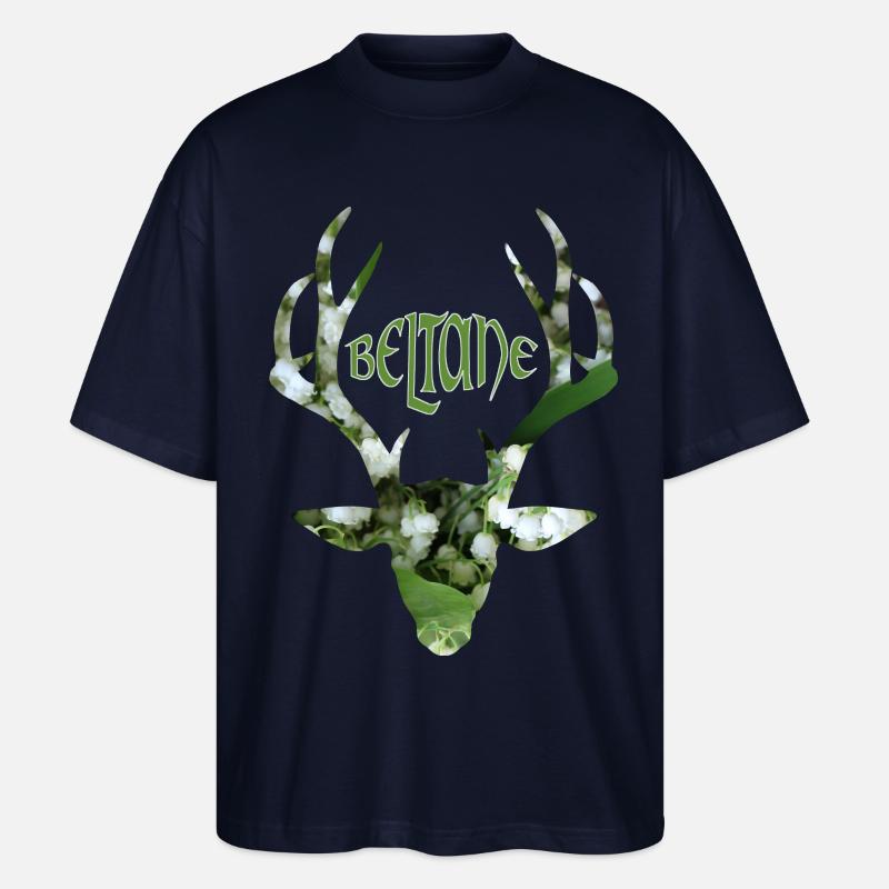 beltane hirschkopf maiglöckchen - Stanley/Stella Oversized Unisex Bio T-Shirt Blaster 2.0 - Navy