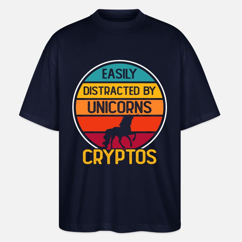 Krypto Kryptowährung Einhorn - Stanley/Stella Oversized Unisex Bio T-Shirt Blaster 2.0 - Navy