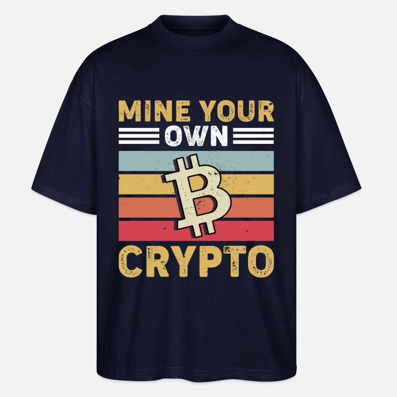 Bitcoin Krypto Kryptowährung - Stanley/Stella Oversized Unisex Bio T-Shirt Blaster 2.0 - Navy