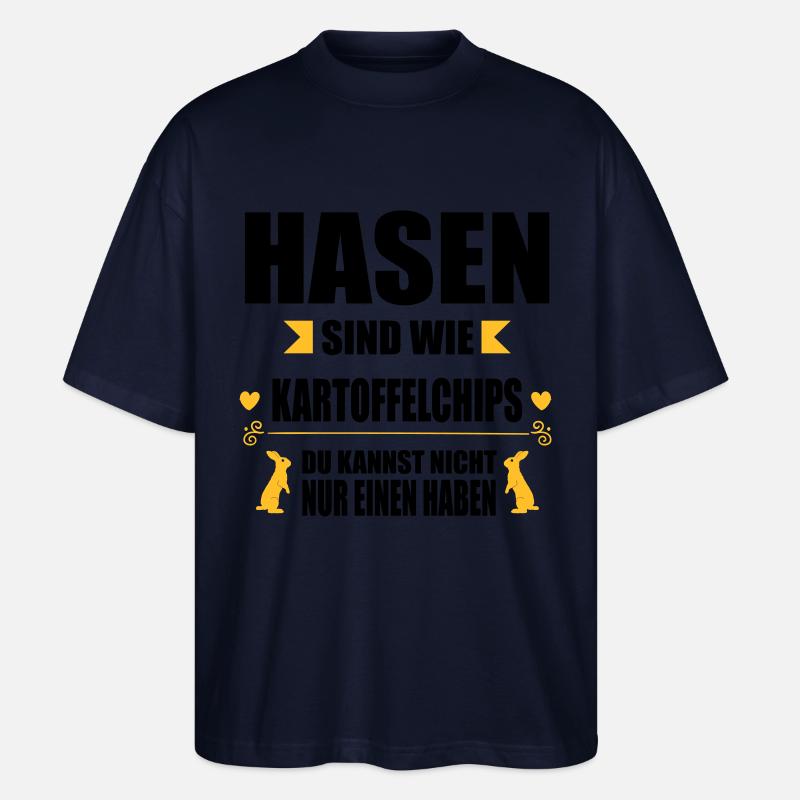Hasen sind wie Chips - Stanley/Stella Oversized Unisex Bio T-Shirt Blaster 2.0 - Navy