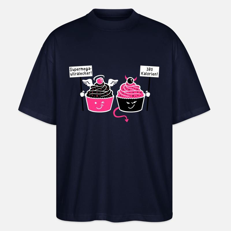 Cupcake - Muffin - Tart - Angels - Devil - 3C - Stanley/Stella Oversized Unisex Organic T-shirt Blaster 2.0 - navy