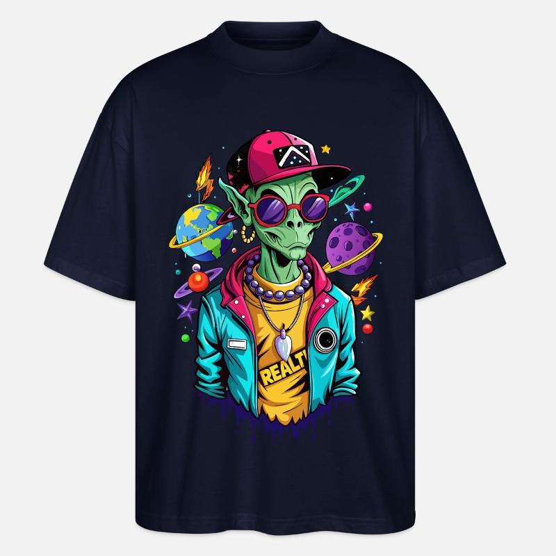 Galaxy Street Alien - Stanley/Stella Oversized Unisex Bio T-Shirt Blaster 2.0 - Navy